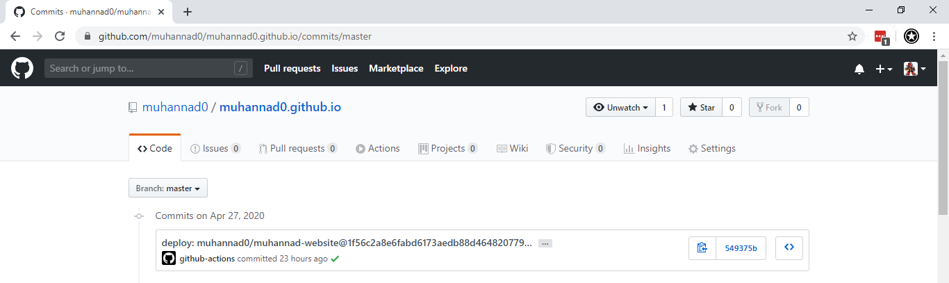 Github Pages Commit History