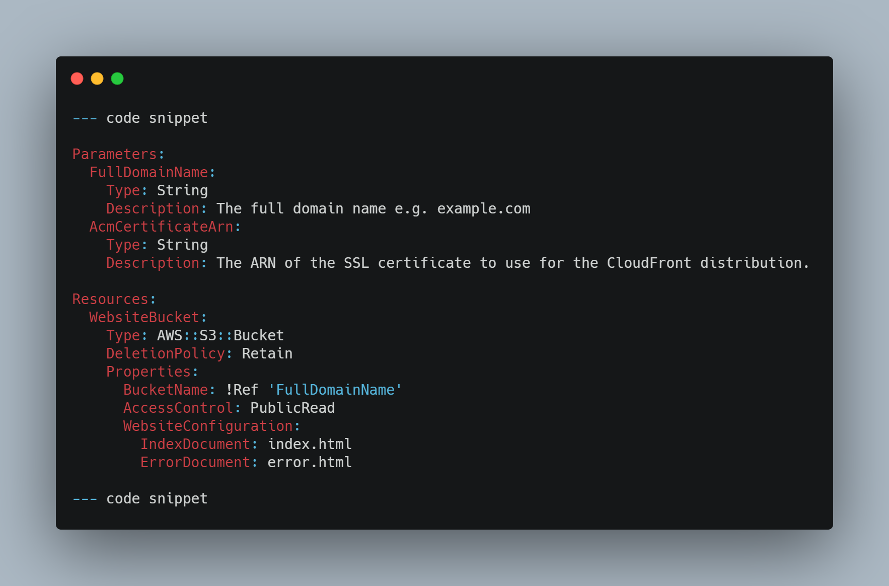 cfn template snippet