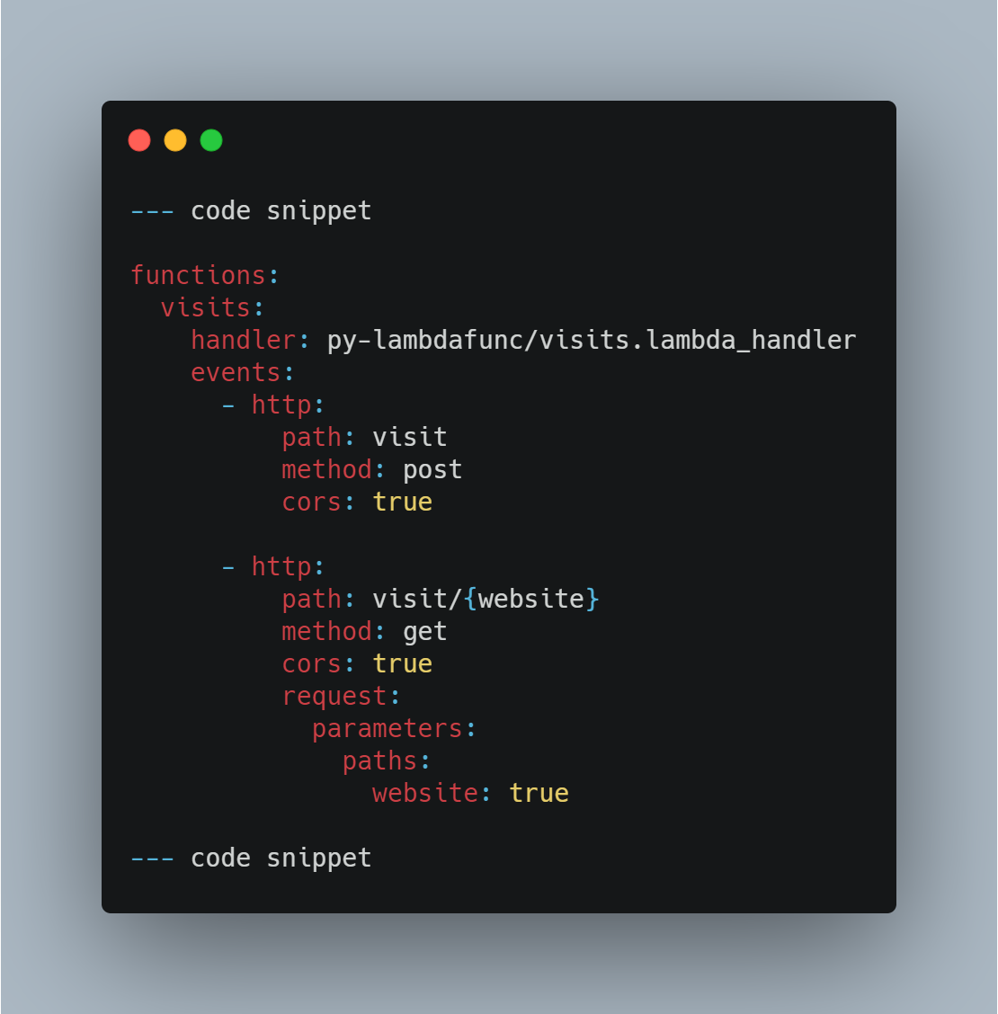 serverless template snippet