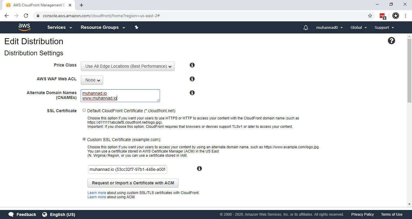 Cloudfront Custom SSL